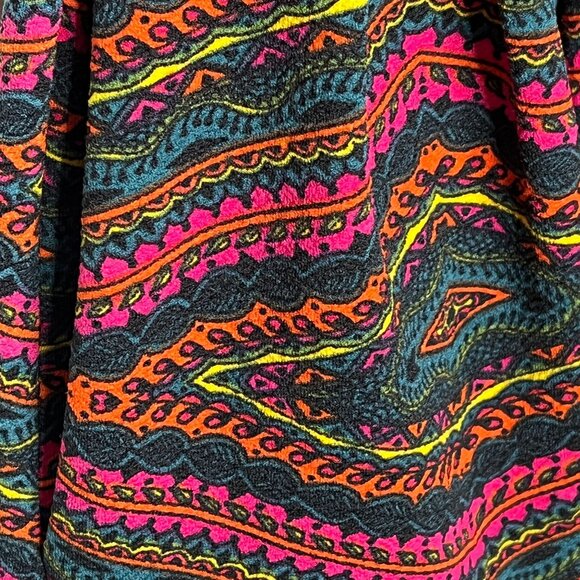 LuLaRoe Amelia XS Fit & Flare Dress Green Pink Geometric Fall Print - Picture 5 of 12